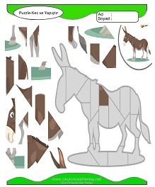 Puzzle Kes Yapıştır Çalışma Sayfaları